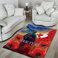 Tonga ANZAC Day Personalised Area Rug Soldier Te Tau Manatui Kinautolu with Poppy Field LT9 - Polynesian Pride