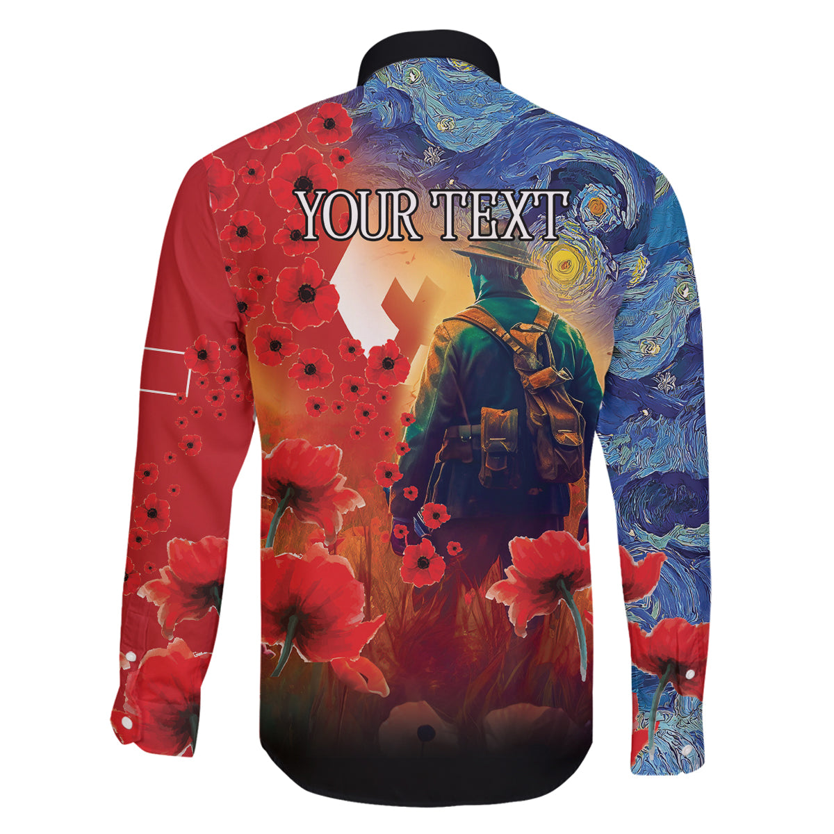 Tonga ANZAC Day Personalised Family Matching Long Sleeve Bodycon Dress and Hawaiian Shirt Soldier Te Tau Manatui Kinautolu with Poppy Field LT9 - Polynesian Pride