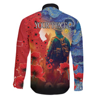 Tonga ANZAC Day Personalised Family Matching Long Sleeve Bodycon Dress and Hawaiian Shirt Soldier Te Tau Manatui Kinautolu with Poppy Field LT9 - Polynesian Pride