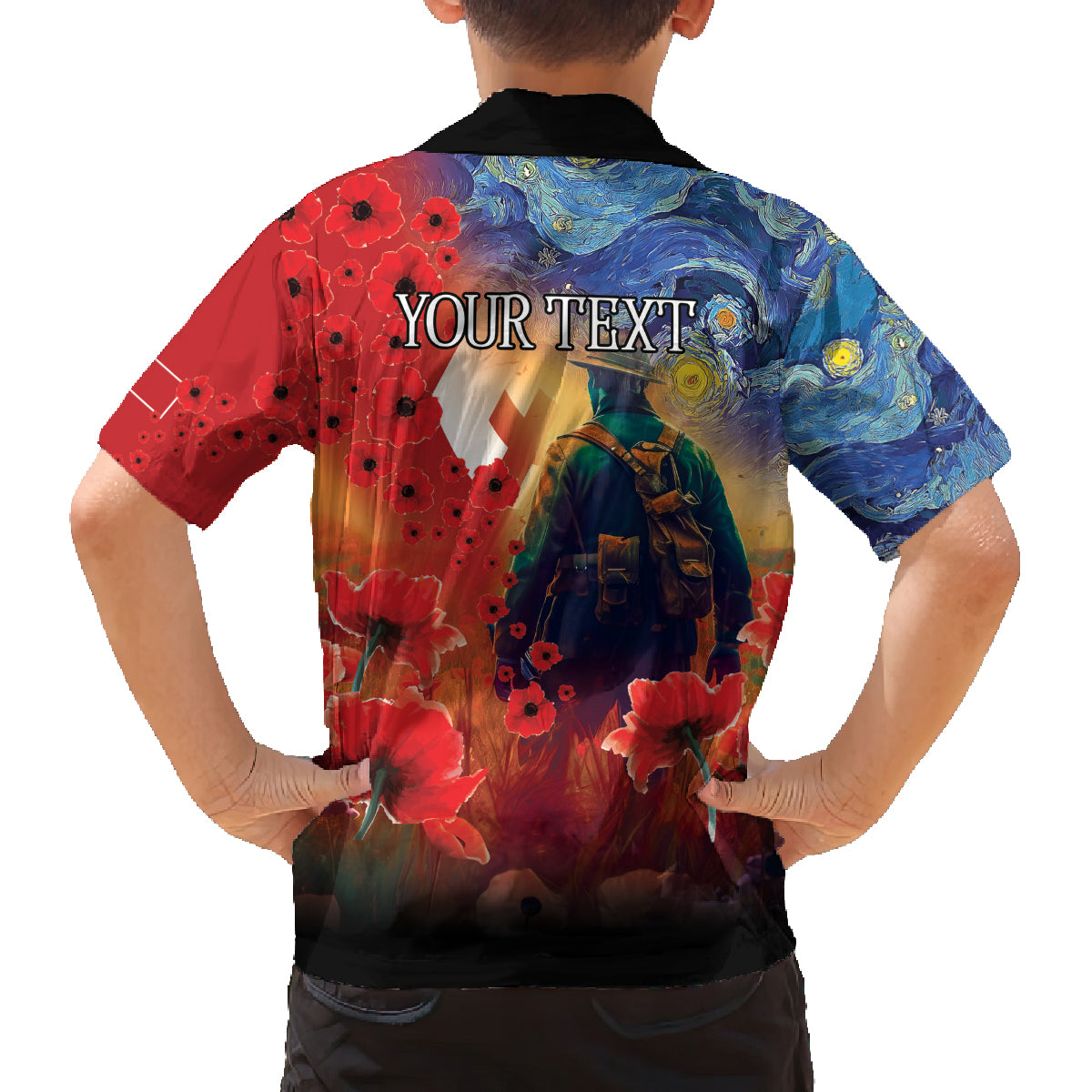 Tonga ANZAC Day Personalised Family Matching Off Shoulder Maxi Dress and Hawaiian Shirt Soldier Te Tau Manatui Kinautolu with Poppy Field LT9 - Polynesian Pride