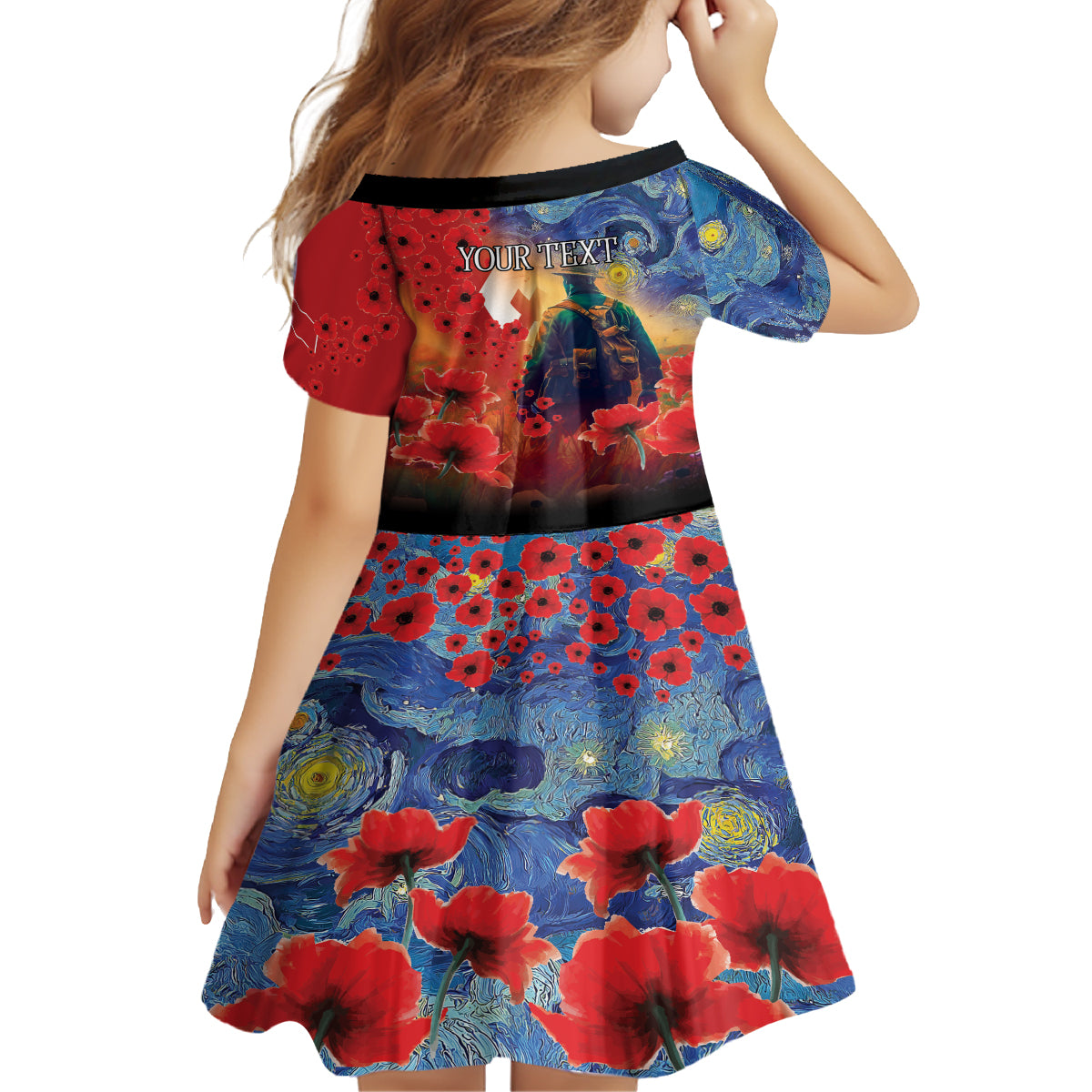 Tonga ANZAC Day Personalised Family Matching Off Shoulder Maxi Dress and Hawaiian Shirt Soldier Te Tau Manatui Kinautolu with Poppy Field LT9 - Polynesian Pride