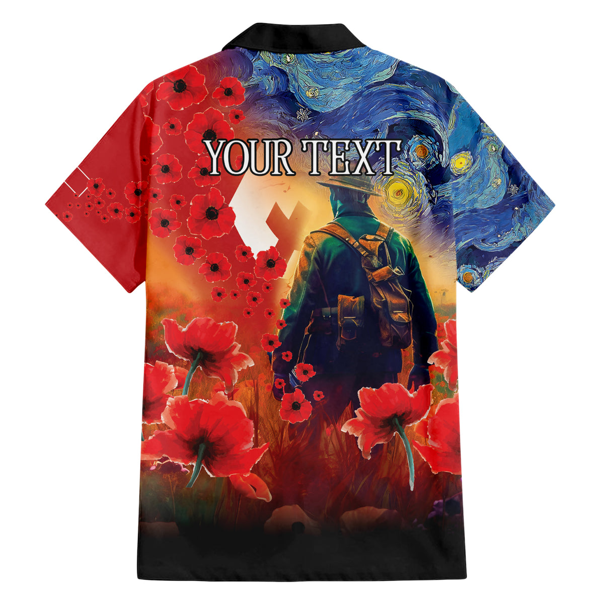 Tonga ANZAC Day Personalised Hawaiian Shirt Soldier Te Tau Manatui Kinautolu with Poppy Field LT9 - Polynesian Pride