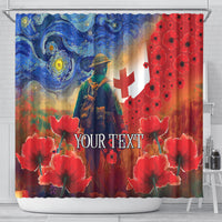 Tonga ANZAC Day Personalised Shower Curtain Soldier Te Tau Manatui Kinautolu with Poppy Field LT9 - Polynesian Pride