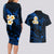 Hawaii Couples Long Sleeve Bodycon Dress and Hawaiian Shirt Niihau Islands Polynesian Sunset Plumeria Blue Vibe LT9 - Polynesian Pride