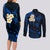 Hawaii Couples Long Sleeve Bodycon Dress and Long Sleeve Button Shirts Niihau Islands Polynesian Sunset Plumeria Blue Vibe LT9 - Polynesian Pride