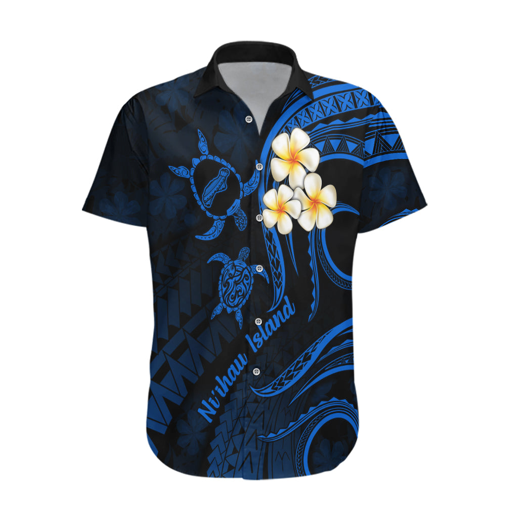 Hawaii Hawaiian Shirt Niihau Islands Polynesian Sunset Plumeria Blue Vibe LT9 Blue - Polynesian Pride