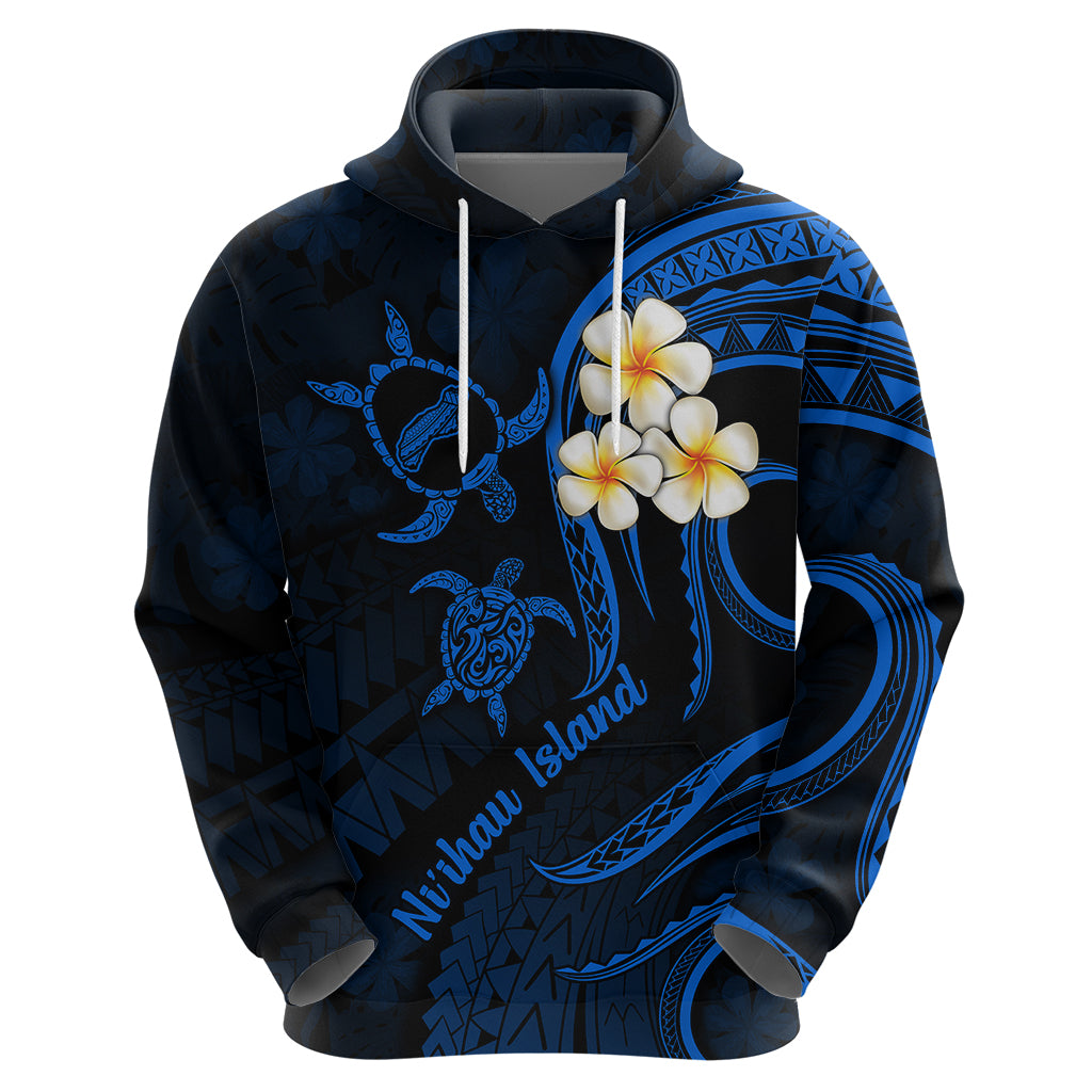 Hawaii Hoodie Niihau Islands Polynesian Sunset Plumeria Blue Vibe LT9 - Polynesian Pride