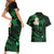 Hawaii Couples Short Sleeve Bodycon Dress and Hawaiian Shirt Niihau Islands Polynesian Sunset Plumeria Green Vibe LT9 - Polynesian Pride