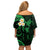 Hawaii Off Shoulder Short Dress Niihau Islands Polynesian Sunset Plumeria Green Vibe LT9 - Polynesian Pride