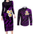 Polynesian Hawaii Couples Long Sleeve Bodycon Dress and Long Sleeve Button Shirts Niihau Islands with Pacific Plumeria Purple Vibe LT9 Purple - Polynesian Pride