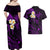 Polynesian Hawaii Couples Off Shoulder Maxi Dress and Hawaiian Shirt Niihau Islands with Pacific Plumeria Purple Vibe LT9 - Polynesian Pride