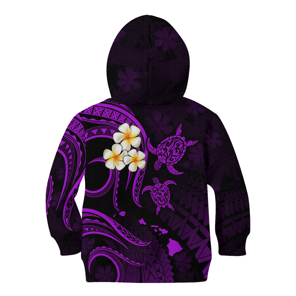 Polynesian Hawaii Kid Hoodie Niihau Islands with Pacific Plumeria Purple Vibe LT9 - Polynesian Pride