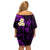 Polynesian Hawaii Off Shoulder Short Dress Niihau Islands with Pacific Plumeria Purple Vibe LT9 - Polynesian Pride