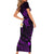 Polynesian Hawaii Short Sleeve Bodycon Dress Niihau Islands with Pacific Plumeria Purple Vibe LT9 - Polynesian Pride