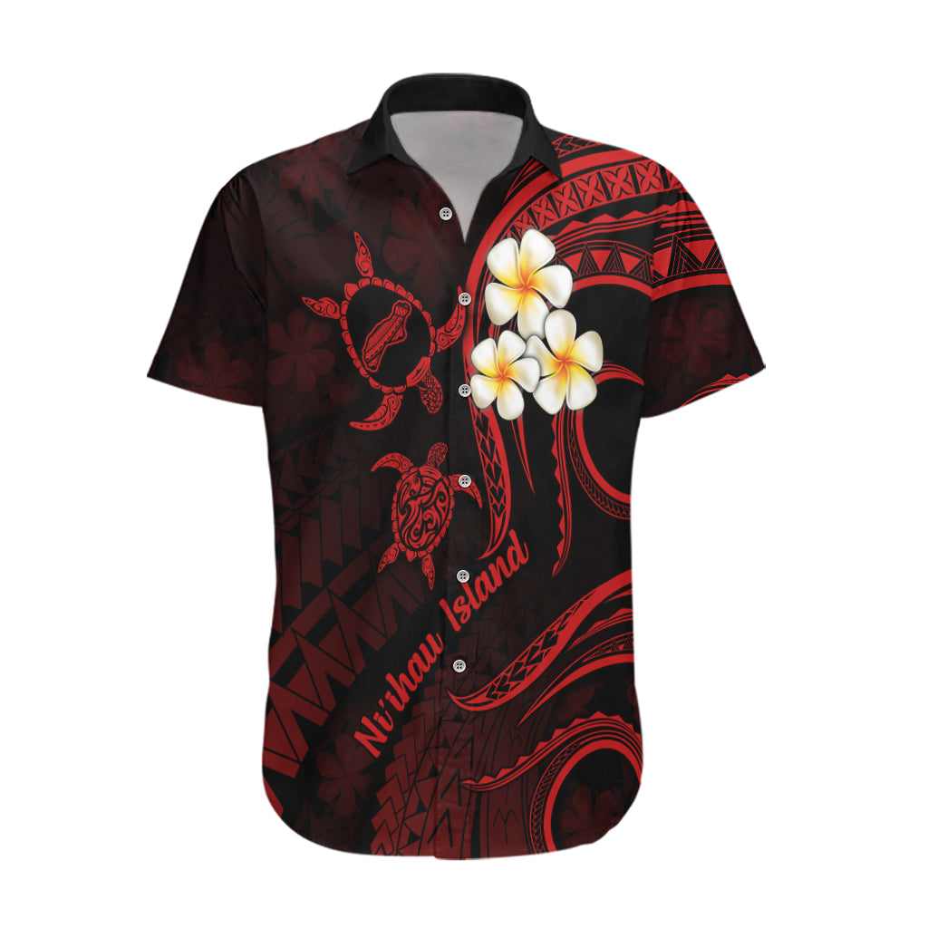 Polynesian Hawaii Hawaiian Shirt Niihau Islands with Pacific Plumeria Red Vibe LT9 Red - Polynesian Pride