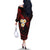 Polynesian Hawaii Off The Shoulder Long Sleeve Dress Niihau Islands with Pacific Plumeria Red Vibe LT9 - Polynesian Pride