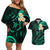 Polynesian Hawaii Couples Off Shoulder Short Dress and Hawaiian Shirt Niihau Islands with Pacific Plumeria Turquoise Vibe LT9 Turquoise - Polynesian Pride