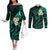 Polynesian Hawaii Couples Off The Shoulder Long Sleeve Dress and Long Sleeve Button Shirts Niihau Islands with Pacific Plumeria Turquoise Vibe LT9 Turquoise - Polynesian Pride