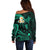 Polynesian Hawaii Off Shoulder Sweater Niihau Islands with Pacific Plumeria Turquoise Vibe LT9 - Polynesian Pride