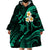 Polynesian Hawaii Wearable Blanket Hoodie Niihau Islands with Pacific Plumeria Turquoise Vibe LT9 - Polynesian Pride