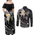 Polynesian Hawaii Couples Off Shoulder Maxi Dress and Long Sleeve Button Shirts Niihau Islands with Pacific Plumeria White Vibe LT9 - Polynesian Pride