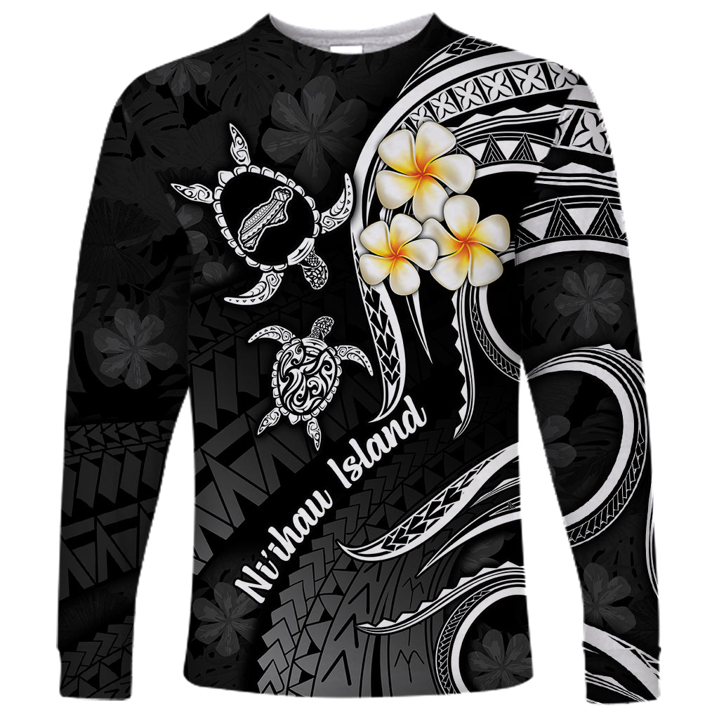 Polynesian Hawaii Long Sleeve Shirt Niihau Islands with Pacific Plumeria White Vibe LT9 Unisex White - Polynesian Pride