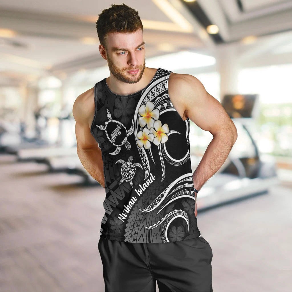 Polynesian Hawaii Men Tank Top Niihau Islands with Pacific Plumeria White Vibe LT9 - Polynesian Pride