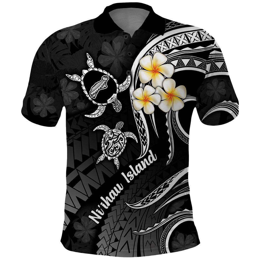 Polynesian Hawaii Polo Shirt Niihau Islands with Pacific Plumeria White Vibe LT9 White - Polynesian Pride
