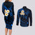 Hawaii Couples Long Sleeve Bodycon Dress and Long Sleeve Button Shirts Molokai Islands Polynesian Sunset Plumeria Blue Vibe LT9 - Polynesian Pride