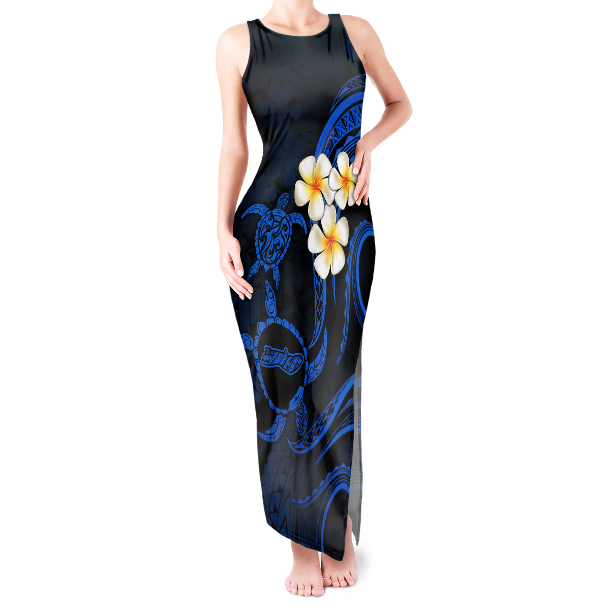 Hawaii Tank Maxi Dress Molokai Islands Polynesian Sunset Plumeria Blue Vibe LT9 Women Blue - Polynesian Pride