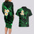 Hawaii Couples Long Sleeve Bodycon Dress and Hawaiian Shirt Molokai Islands Polynesian Sunset Plumeria Green Vibe LT9 - Polynesian Pride