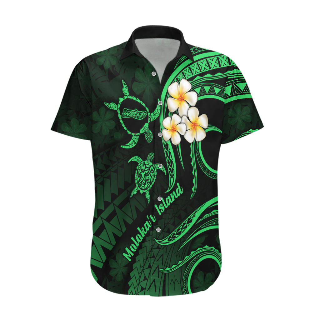 Hawaii Hawaiian Shirt Molokai Islands Polynesian Sunset Plumeria Green Vibe LT9 Green - Polynesian Pride