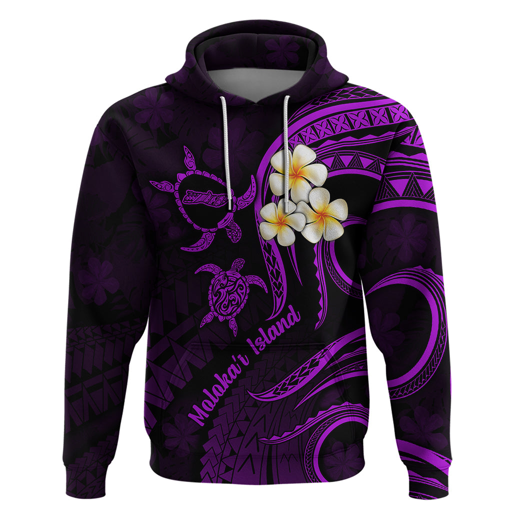 Polynesian Hawaii Hoodie Molokai Islands with Pacific Plumeria Purple Vibe LT9 Purple - Polynesian Pride