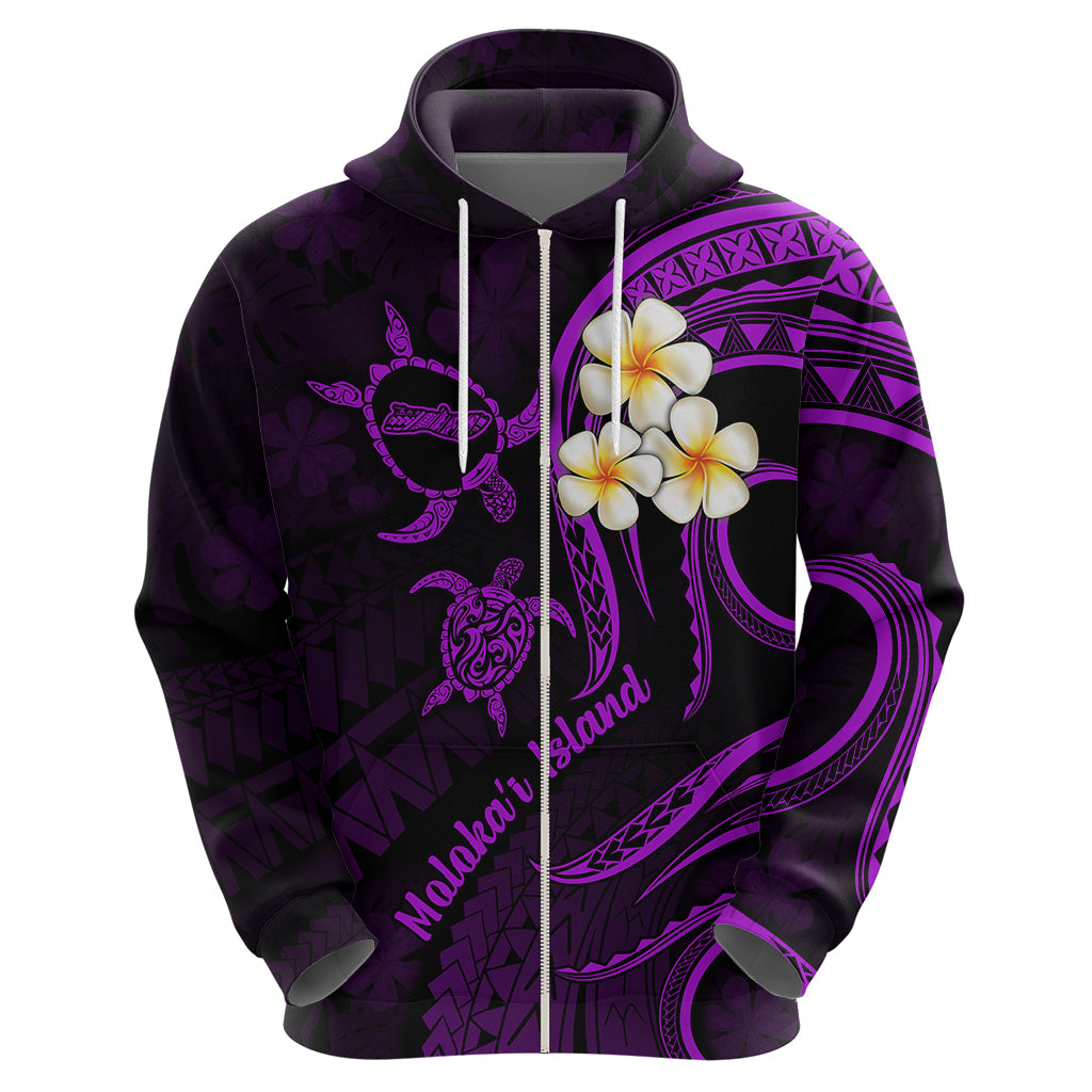 Polynesian Hawaii Hoodie Molokai Islands with Pacific Plumeria Purple Vibe LT9 - Polynesian Pride