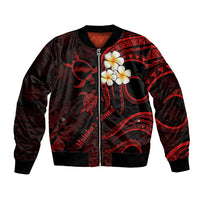 Polynesian Hawaii Bomber Jacket Molokai Islands with Pacific Plumeria Red Vibe LT9 Unisex Red - Polynesian Pride