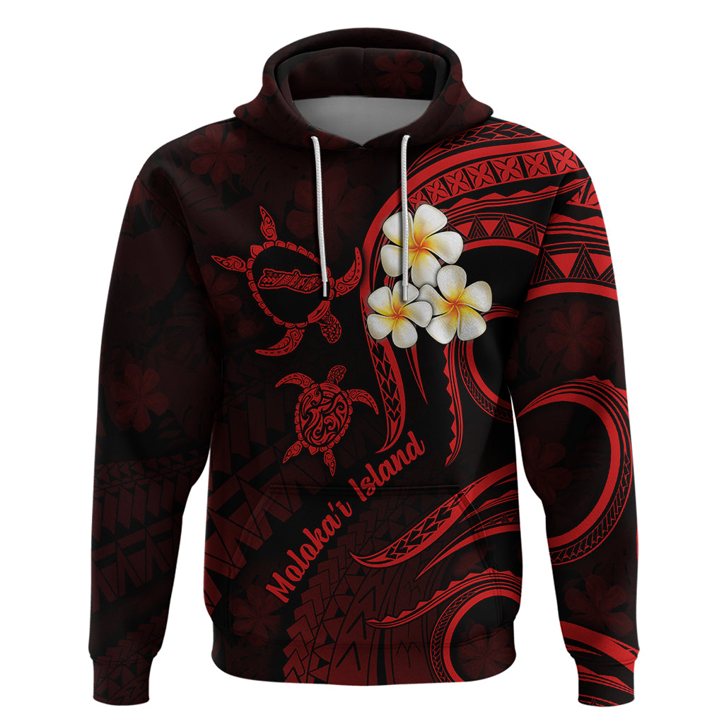 Polynesian Hawaii Hoodie Molokai Islands with Pacific Plumeria Red Vibe LT9 Red - Polynesian Pride