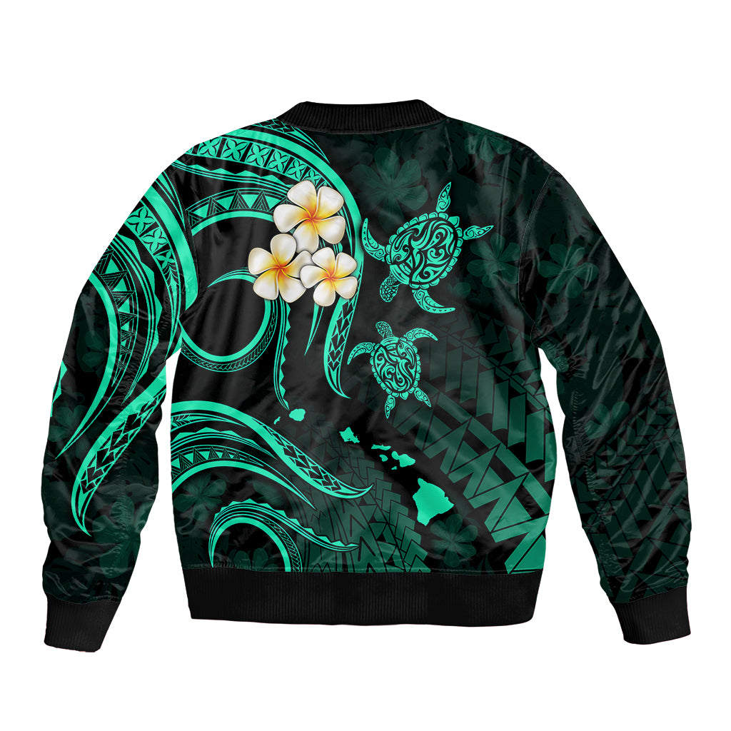 Polynesian Hawaii Bomber Jacket Molokai Islands with Pacific Plumeria Turquoise Vibe LT9 - Polynesian Pride