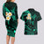 Polynesian Hawaii Couples Long Sleeve Bodycon Dress and Hawaiian Shirt Molokai Islands with Pacific Plumeria Turquoise Vibe LT9 - Polynesian Pride