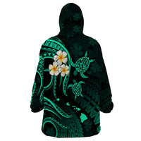 Polynesian Hawaii Wearable Blanket Hoodie Molokai Islands with Pacific Plumeria Turquoise Vibe LT9 - Polynesian Pride