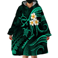Polynesian Hawaii Wearable Blanket Hoodie Molokai Islands with Pacific Plumeria Turquoise Vibe LT9 - Polynesian Pride