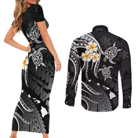 Polynesian Hawaii Couples Short Sleeve Bodycon Dress and Long Sleeve Button Shirts Molokai Islands with Pacific Plumeria White Vibe LT9 - Polynesian Pride