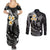Polynesian Hawaii Couples Summer Maxi Dress and Long Sleeve Button Shirts Molokai Islands with Pacific Plumeria White Vibe LT9 - Polynesian Pride