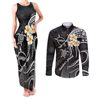 Polynesian Hawaii Couples Matching Tank Maxi Dress and Long Sleeve Button Shirts Molokai Islands with Pacific Plumeria White Vibe LT9 White - Polynesian Pride