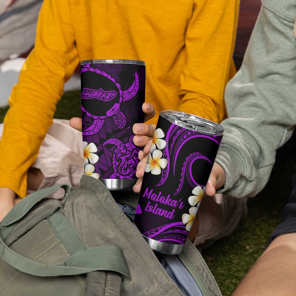 Hawaii Molokaʻi Islands Pacific Plumeria Tumbler Cup Purple Polynesian Tattoo