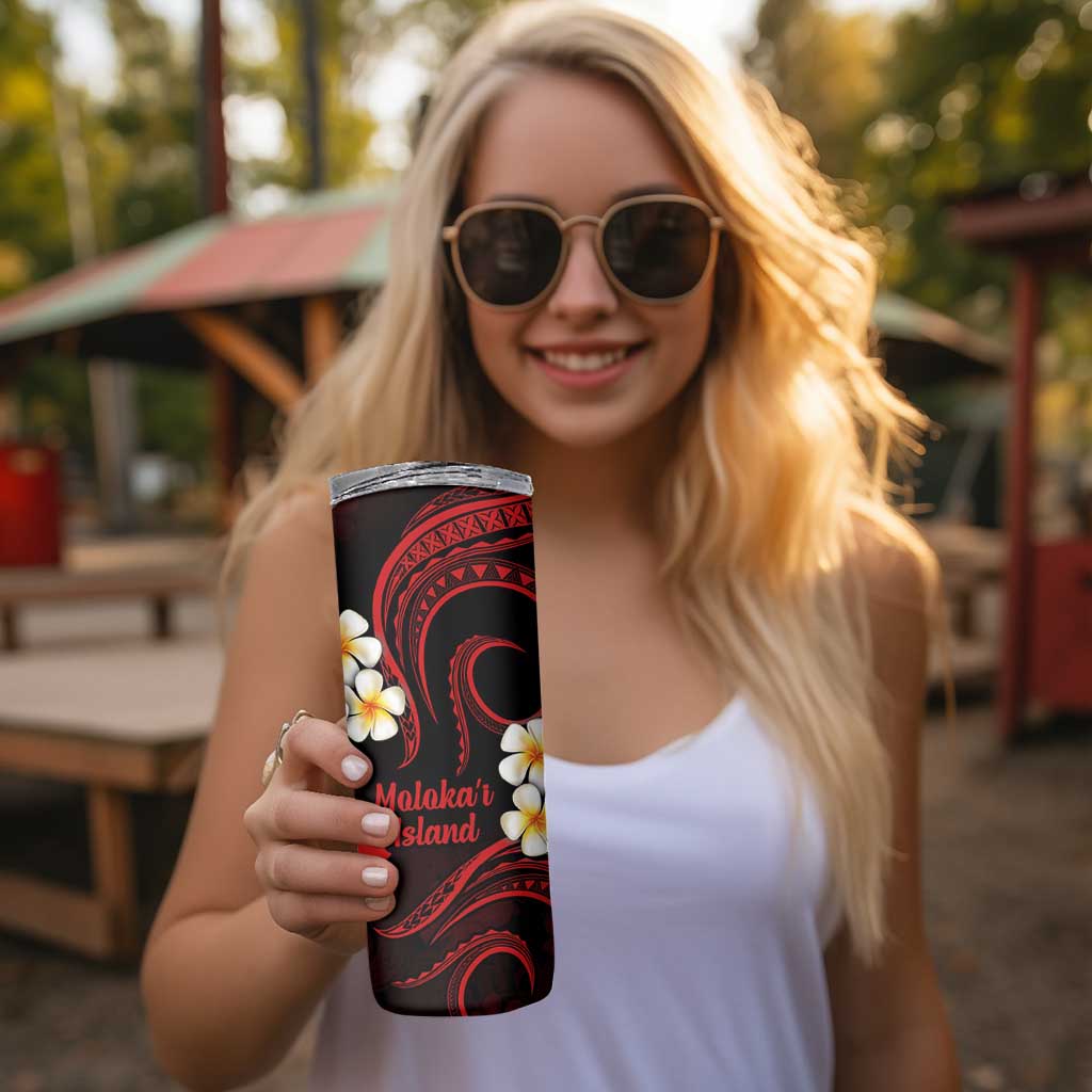Hawaii Molokaʻi Islands Pacific Plumeria Skinny Tumbler Red Polynesian Tattoo