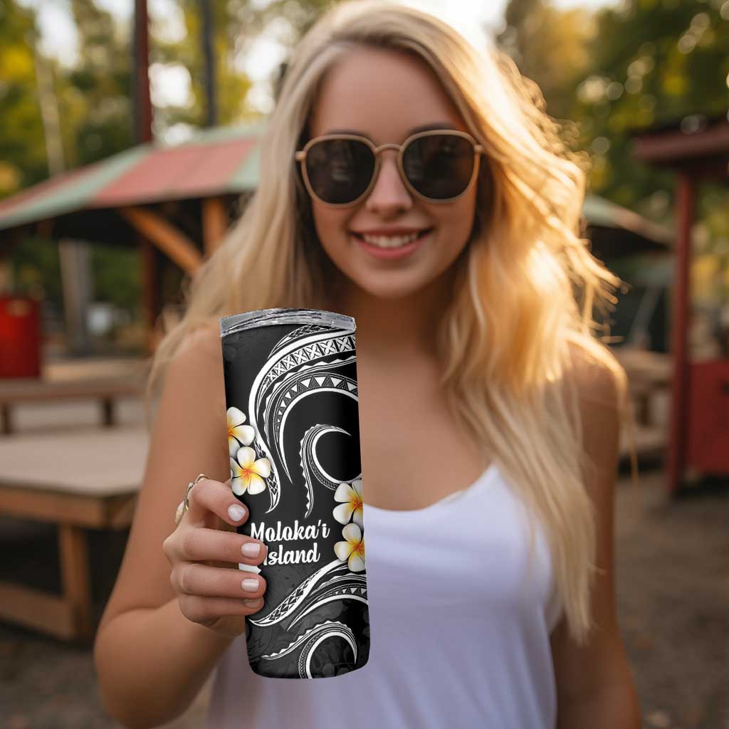 Hawaii Molokaʻi Islands Pacific Plumeria Skinny Tumbler White Polynesian Tattoo