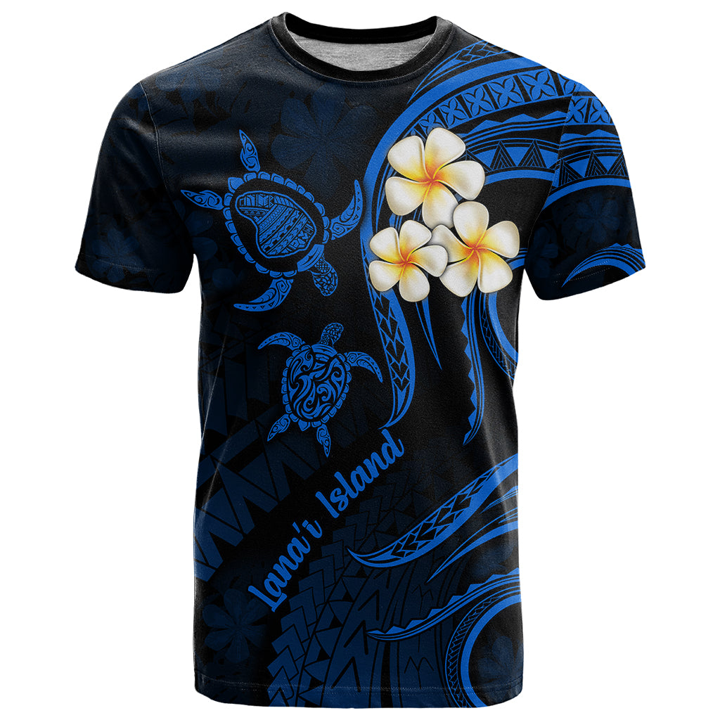 Hawaii T Shirt Lanai Islands Polynesian Sunset Plumeria Blue Vibe LT9 Blue - Polynesian Pride