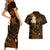 Hawaii Couples Short Sleeve Bodycon Dress and Hawaiian Shirt Lanai Islands Polynesian Sunset Plumeria Gold Vibe LT9 - Polynesian Pride