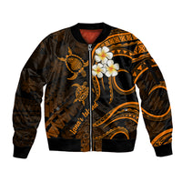 Hawaii Sleeve Zip Bomber Jacket Lanai Islands Polynesian Sunset Plumeria Gold Vibe LT9 Unisex Gold - Polynesian Pride