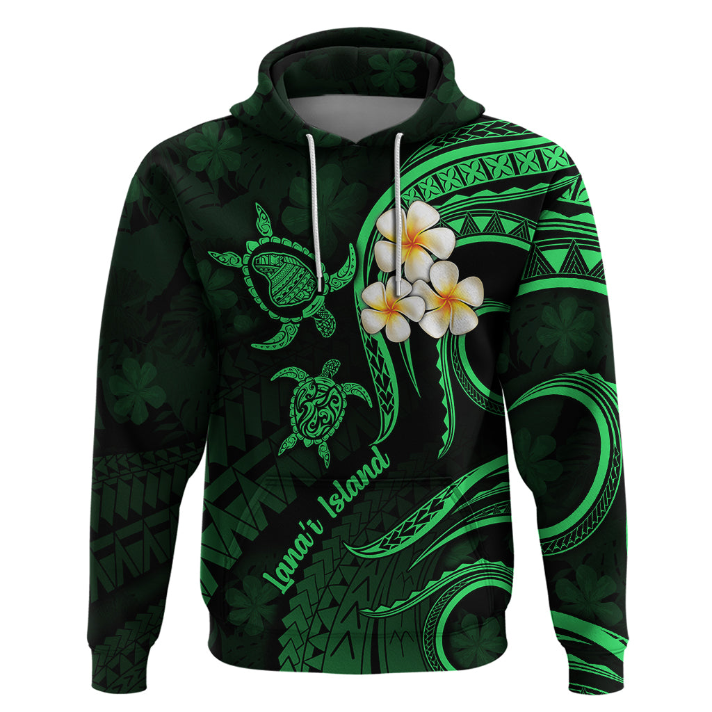 Hawaii Hoodie Lanai Islands Polynesian Sunset Plumeria Green Vibe LT9 Pullover Hoodie Green - Polynesian Pride